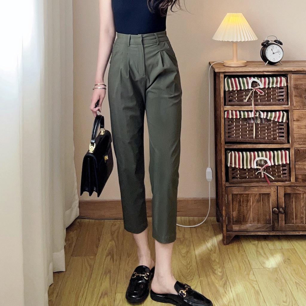 Eyouth 10133 High waist straight leg pants women casual pants | Shopee ...