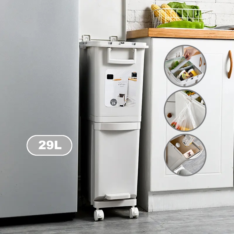 Teemo 29L/32L Movable Dustbin Large Capacity Recycle Rubbish Bin ...