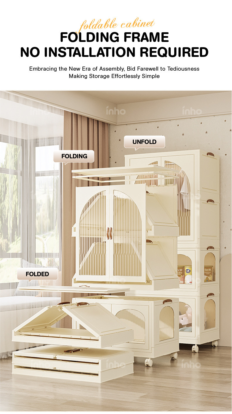 INHO L60/70cm Double Open Doors Wardrobe Multipurpose Folding Stackable ...