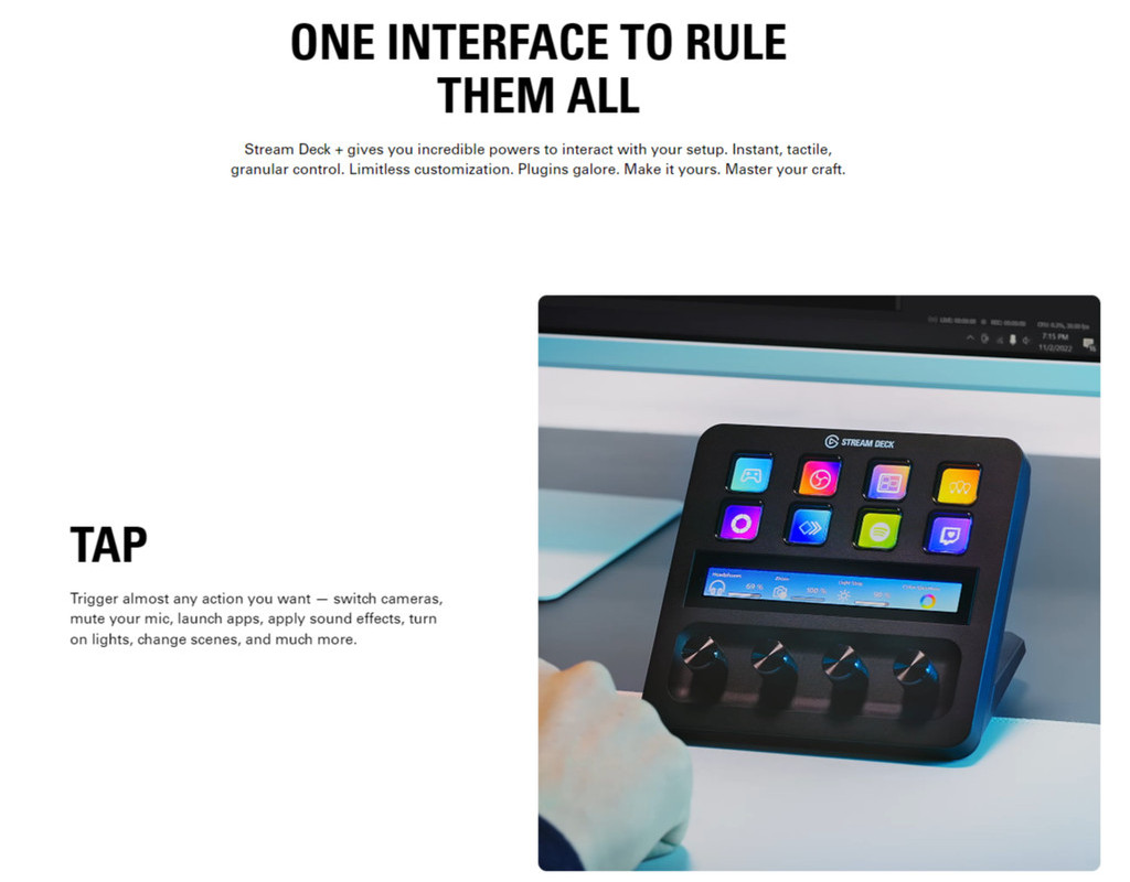 ELGATO Stream Deck + Streaming Accessories - 6 Keys LCD #10GBD9901 ...