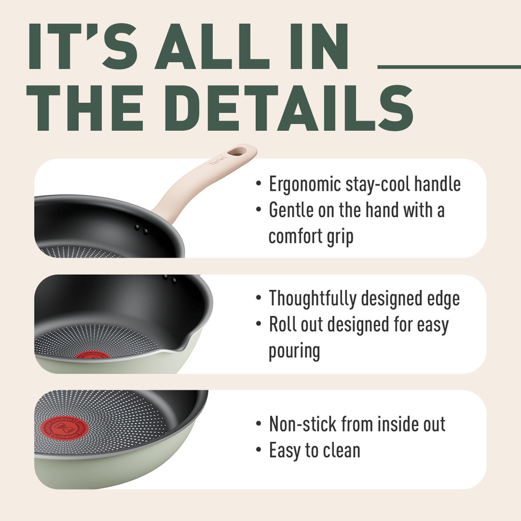 Tefal So Matcha 4pcs Set (Saucepan with lid 18cm + Wokpan 30cm) Non ...