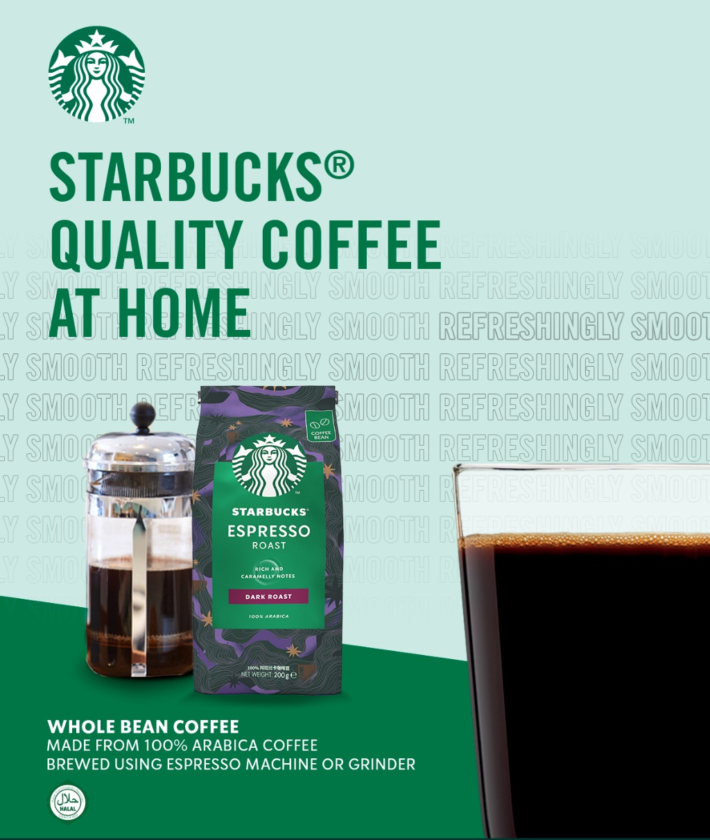 STARBUCKS Espresso Roast Dark Roast Whole Bean Coffee (200g/Bag