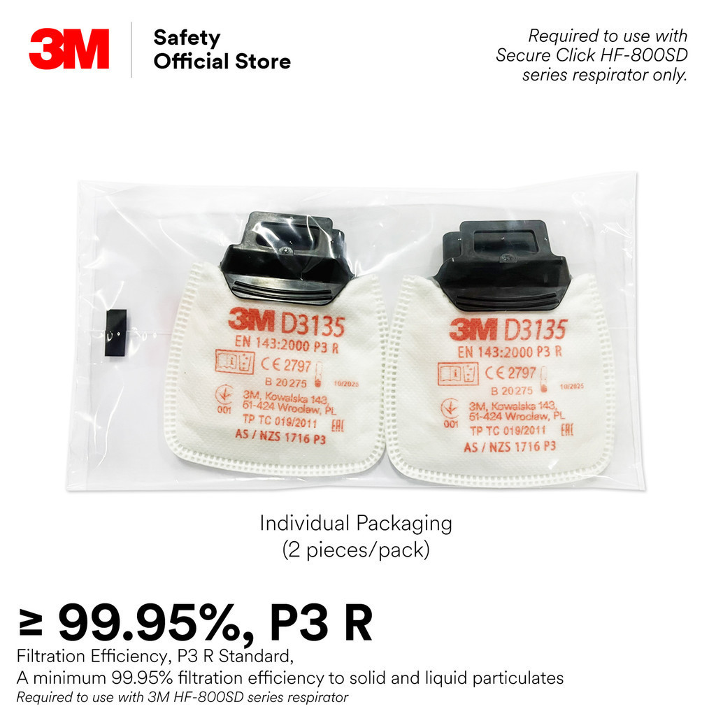 3M™ D3135 & D3138 Secure Click P3 R Filter/ Woodworking Welding/ Use ...