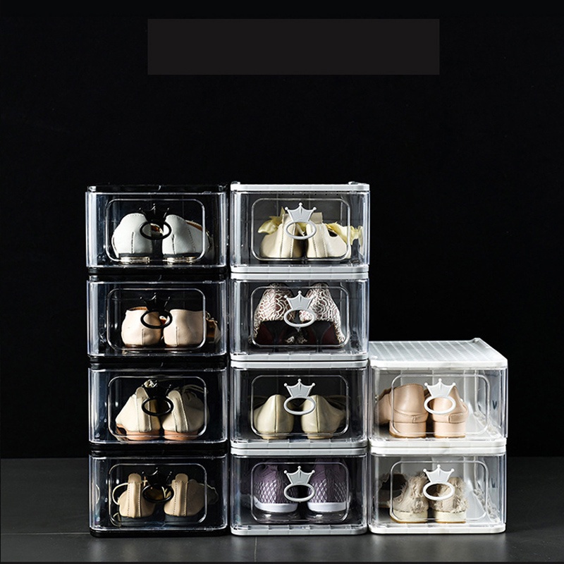SKPLUS Small/Large Stackable Transparent Shoes Storage Box Foldable ...