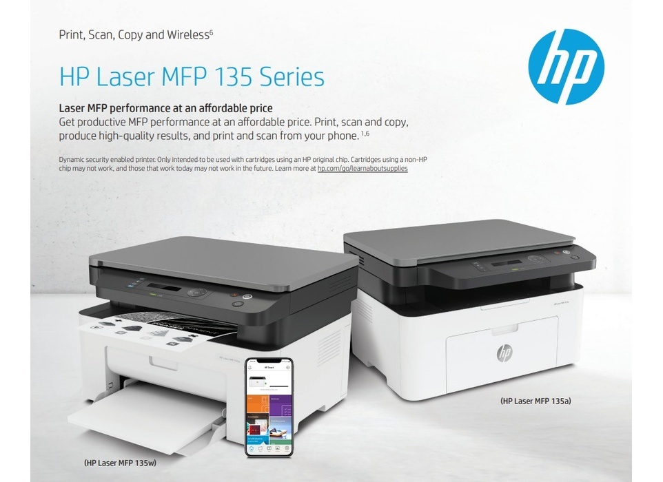 HP MFP 135A 135w 136A 136W All In One Wireless A4 Mono Laserjet Printer