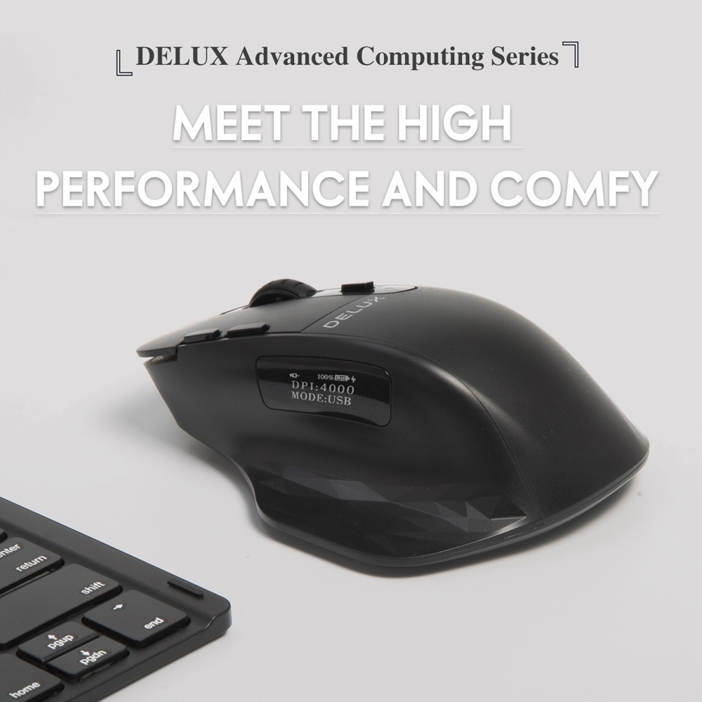 Delux M912DB Ergonomic LED Screen Display Wireless Gaming Mouse ...