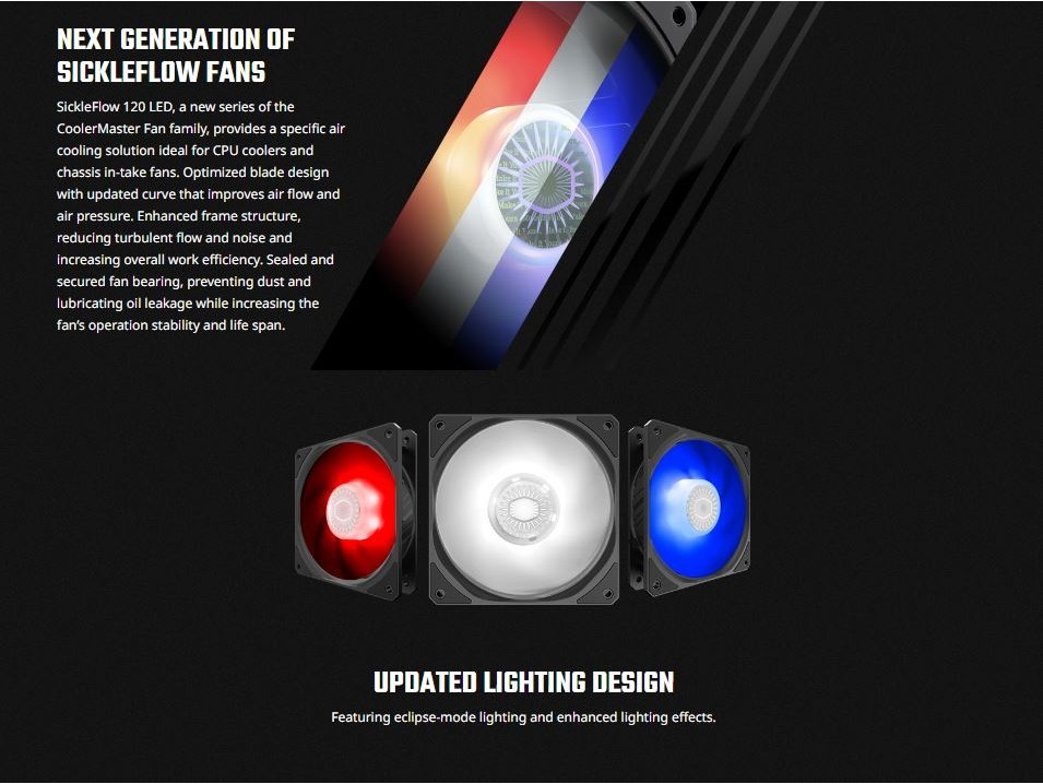 Cooler Master SickleFlow 120 Series Chassis Fan - Blue Led / White Led ...
