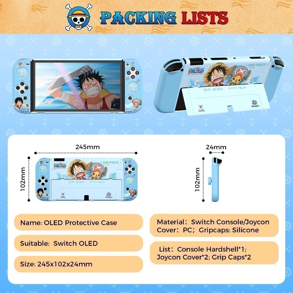 IINE Nintendo Switch One Piece Edition OLED TPU Protective Case Joy-Con ...