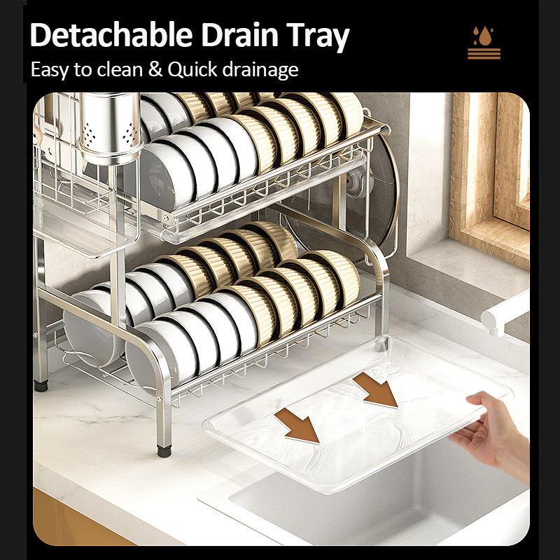 Cambond【Stainless Steel】Rak Pinggan Mangkuk 2/3 Layers Dish Rack Rust ...