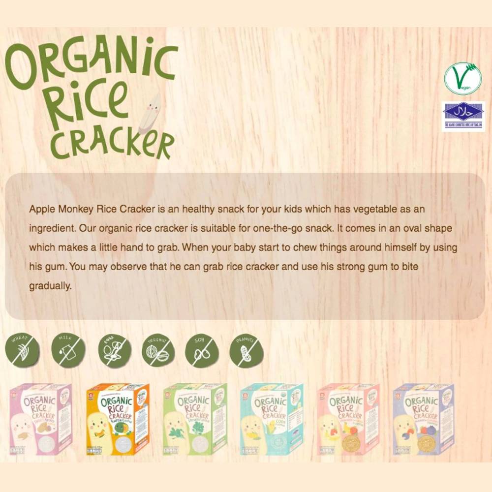 Apple Monkey Organic Baby Rice Cracker/ Waffle / Ready Meal Porridge ...