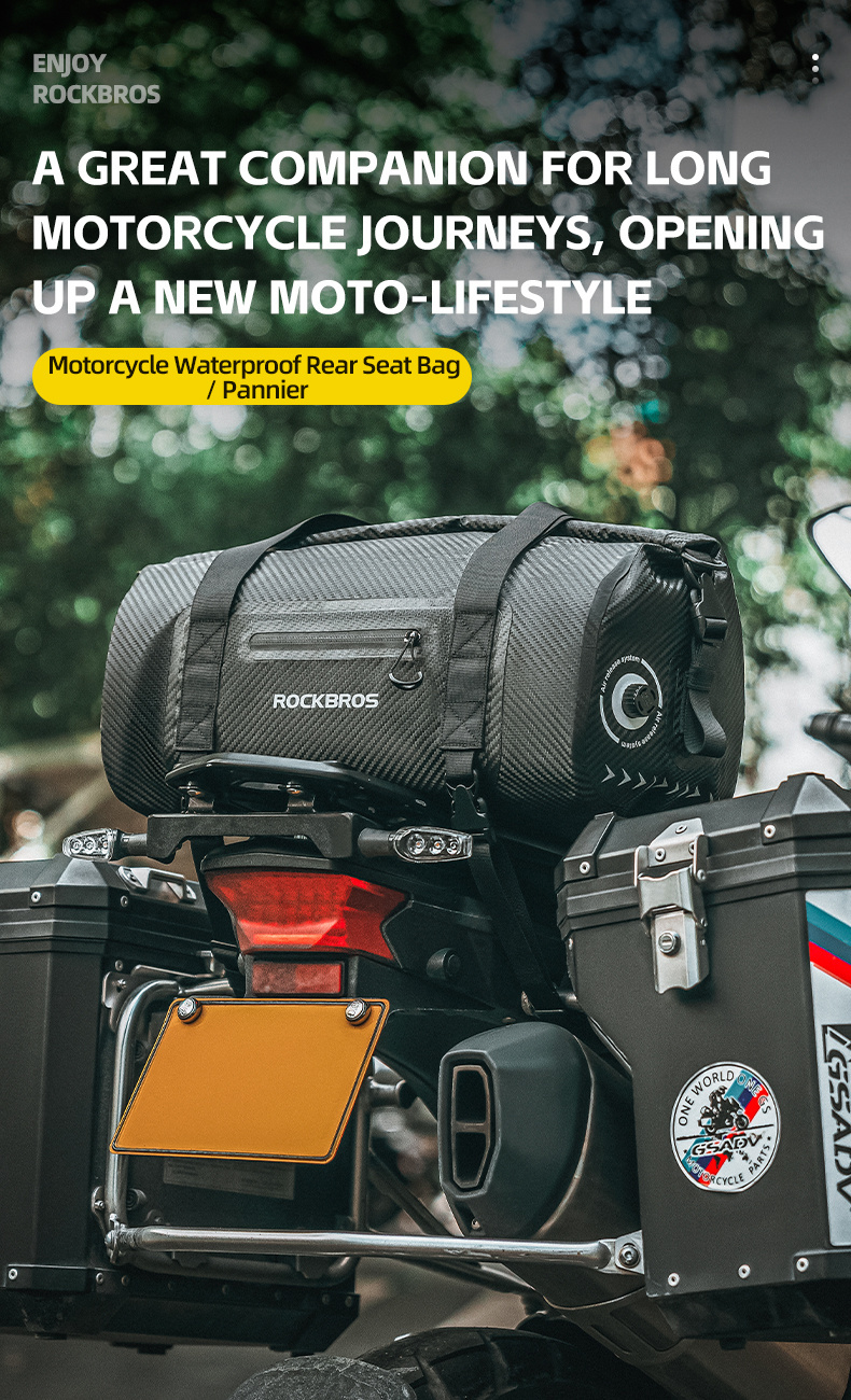 【MY Delivery】ROCKBROS 20-60L Waterproof Motorcycle Rear Seat Bag ...