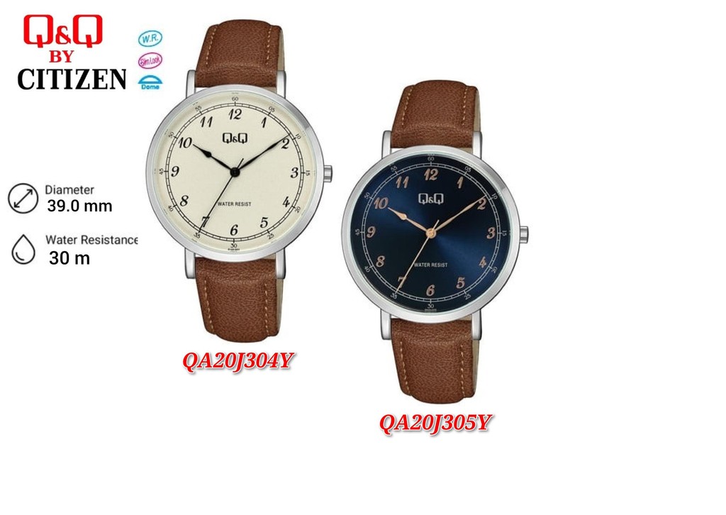 Q&Q Japan by Citizen Men's Leather Analogue Watch QA20 . | Shopee Malaysia