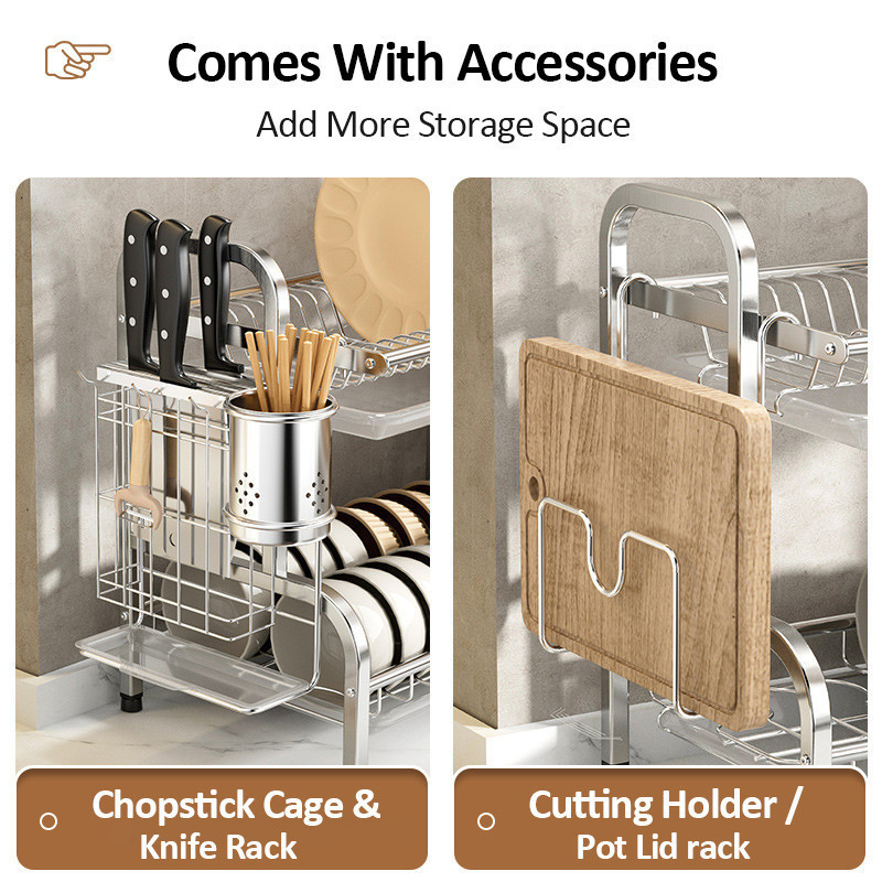 Cambond【Stainless Steel】Rak Pinggan Mangkuk 2/3 Layers Dish Rack Rust ...