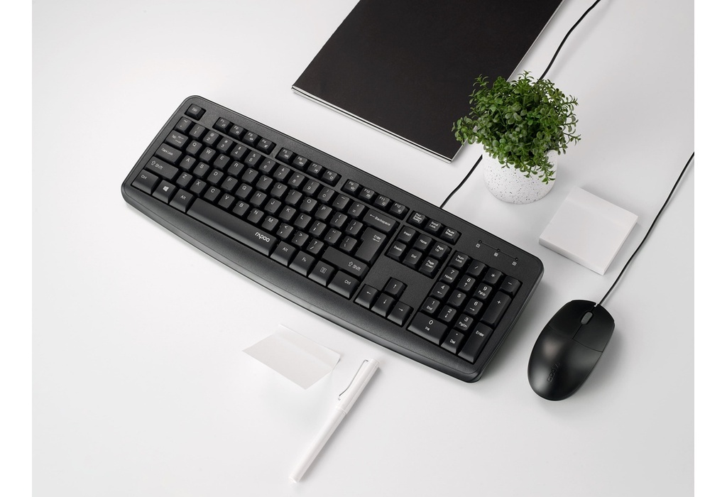 Rapoo NX1600 Wired Spill-Resistant Keyboard & 1600 DPI Sensor Mouse ...