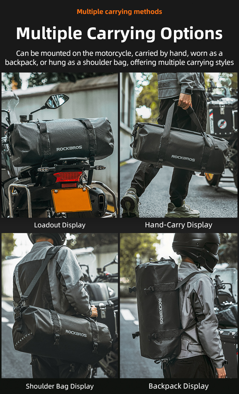 【MY Delivery】ROCKBROS 20-60L Waterproof Motorcycle Rear Seat Bag ...