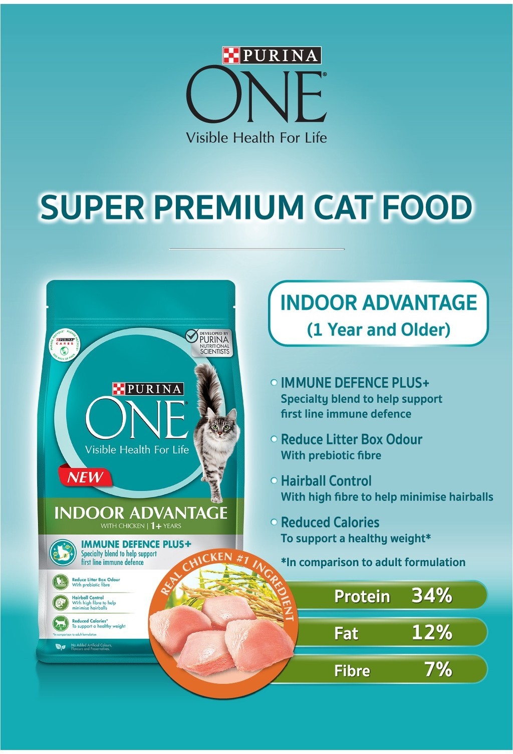 PURINA One Adult Indoor Advantage with Chicken Dry Cat Food (1 x