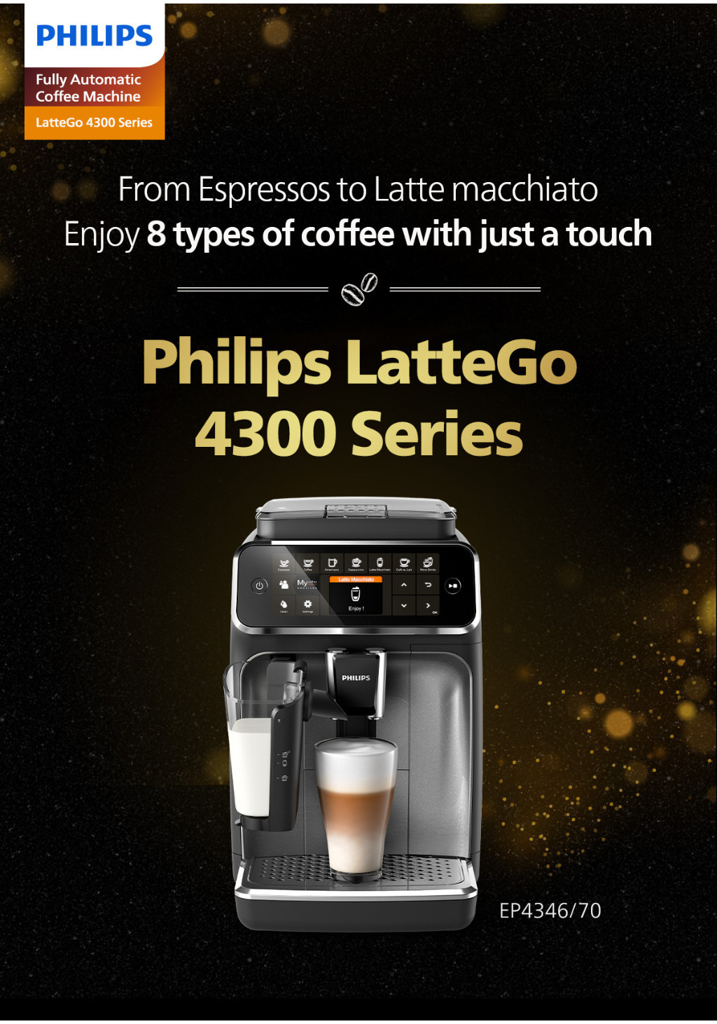 Philips 4300 Series Fully Automatic Espresso Machines EP4346/EP4346/70