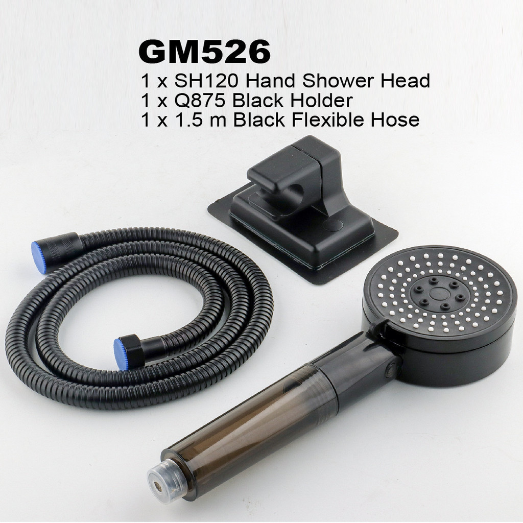 Bathroom HIgh Pressure Adjustable 3 Modes Hand Shower Head Filter Black ...
