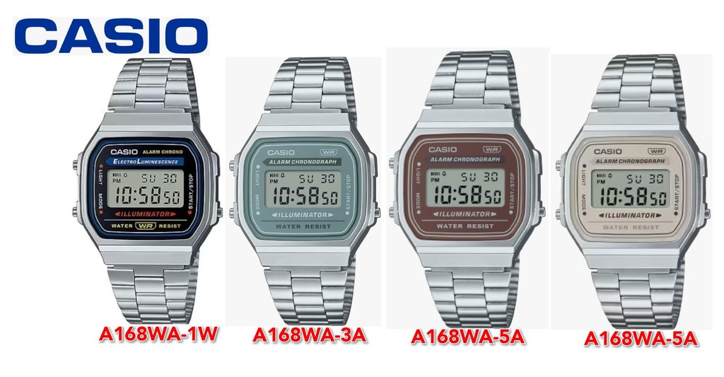 Vintage Digital Watch (A168WA-5A) - Silver/Burgundy main image 0