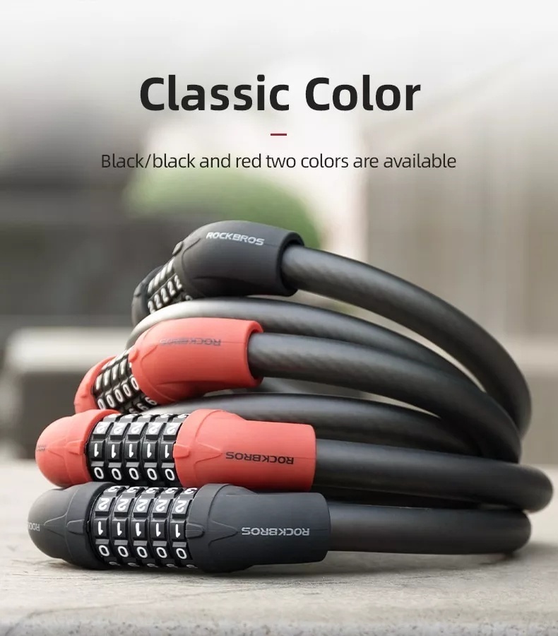 【MY Delivery】ROCKBROS Cycling Lock Steel Five-digit Code Anti-theft 1 ...