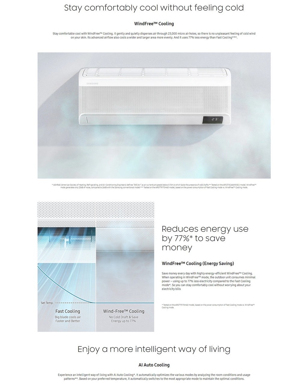 Samsung WindFree™ Deluxe Air Conditioner AI Auto Cooling inverter Fast ...