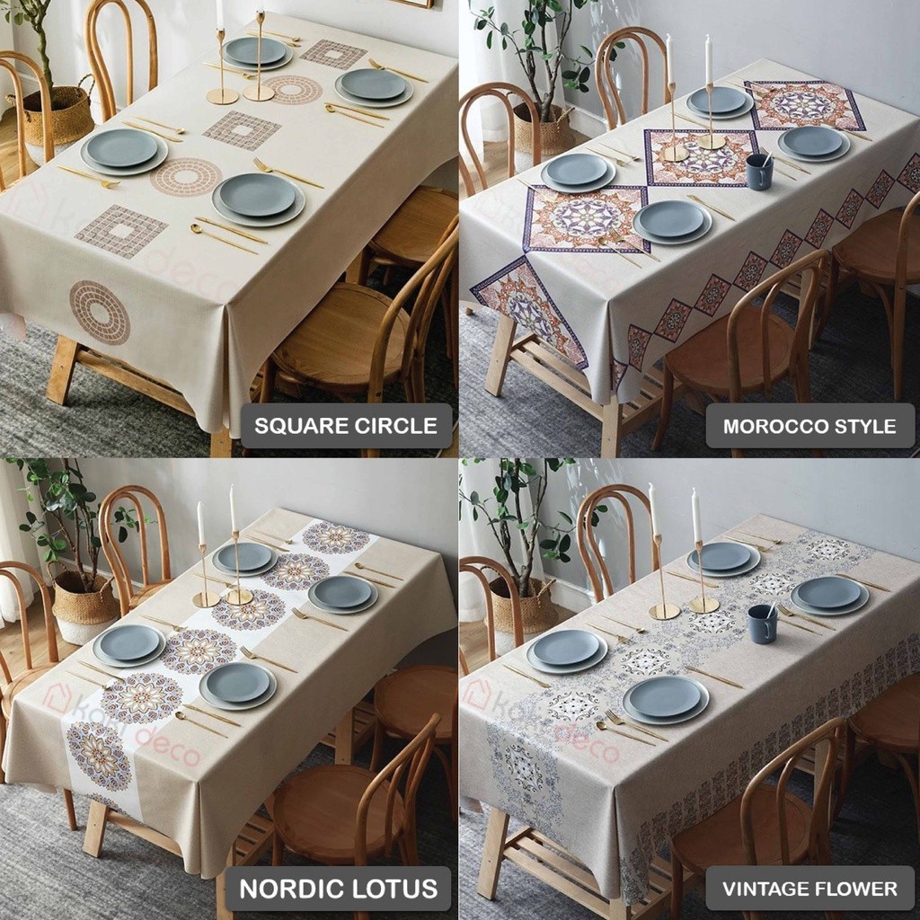 KakiDeco LUXURY⭐ PVC Table Cloth Water Proof Table Cover Kain Meja Alas ...