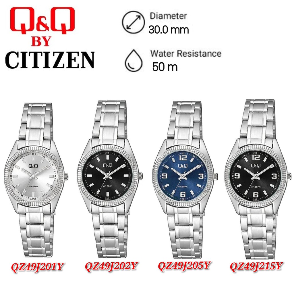Q&Q Japan by Citizen Ladies Stainless Steel Analogue Watch QZ49 ...