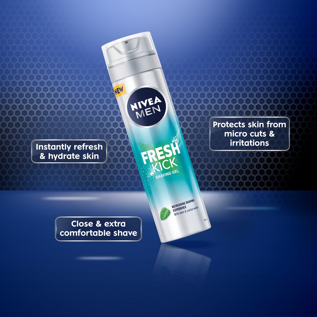 NIVEA MEN Fresh Kick Shaving Gel 200 ml / Men's Grooming / Razor ...