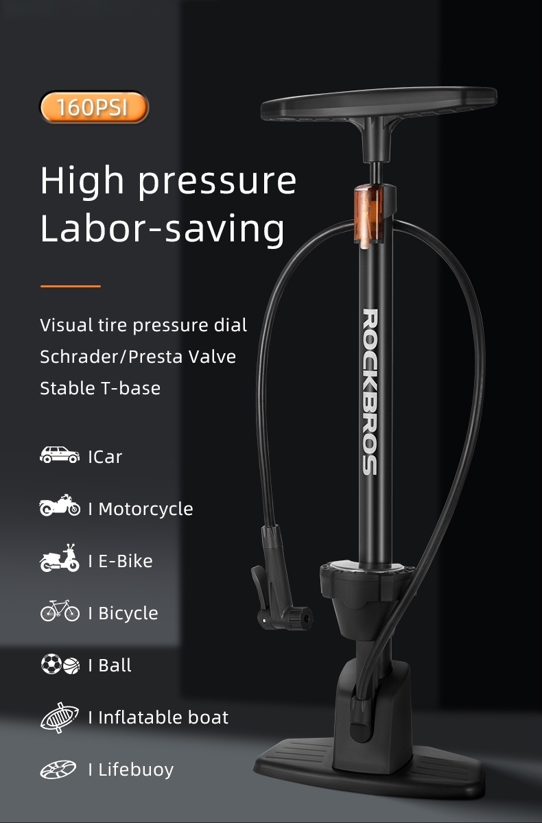 【MY Delivery】ROCKBROS Pump Bicycle 160 PSI High Pressure Visual Tire ...