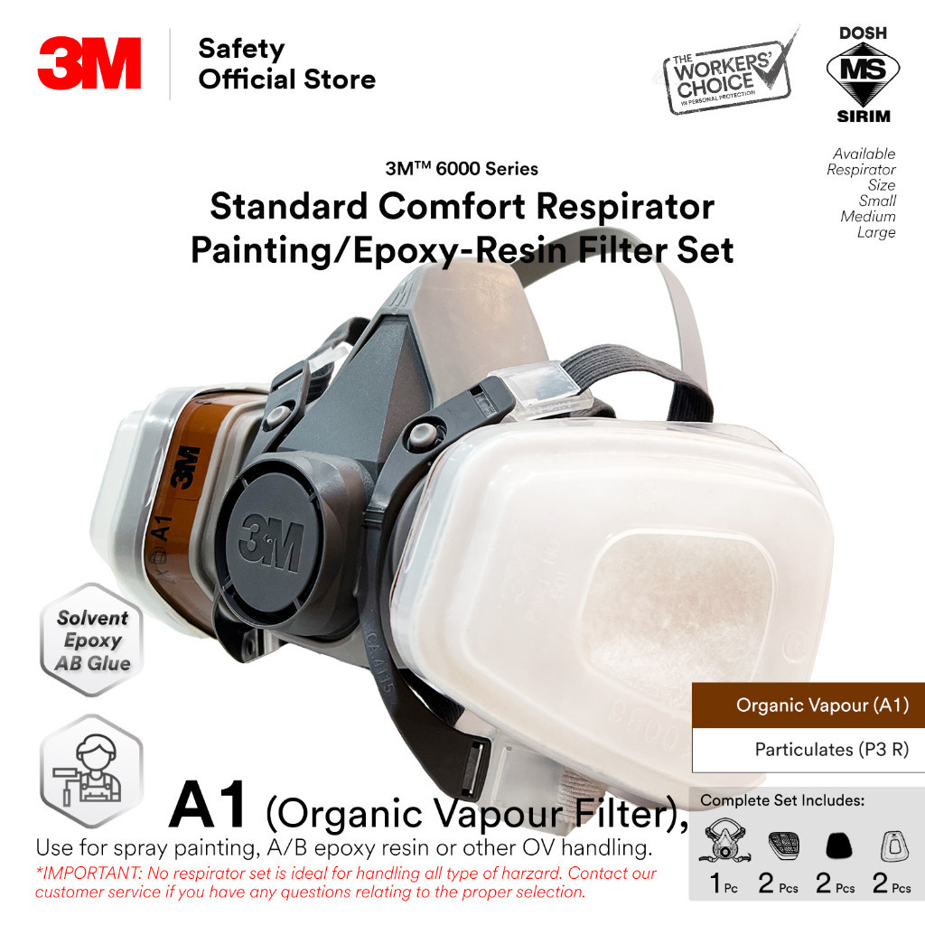 3M™ Standard Comfort Painting/Epoxy 6000 Series Respirator Set 6100 ...