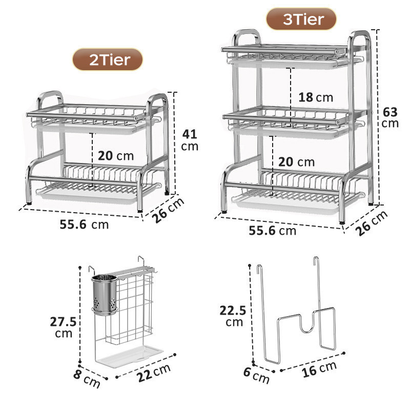 Cambond【Stainless Steel】Rak Pinggan Mangkuk 2/3 Layers Dish Rack Rust ...