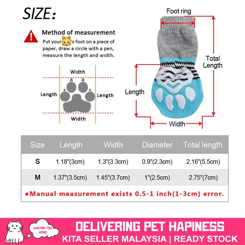CATPAW Kasut Kucing Jantan Betina Cat Stoking Pet Cat Socks Stokin ...
