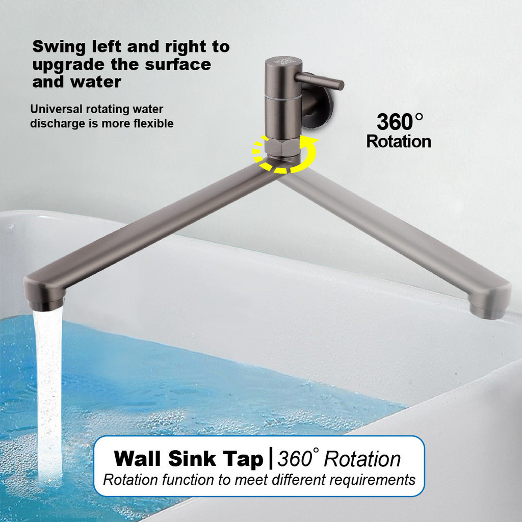 MCPRO Plus Stainless Steel SUS 304 Bathroom Faucet GUN GREY LONG WALL ...