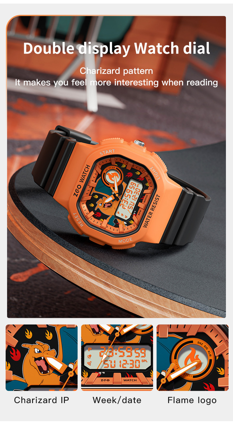 【Hot items】ZGO x Pokémon jam tangan budak lelaki Charmander Student ...