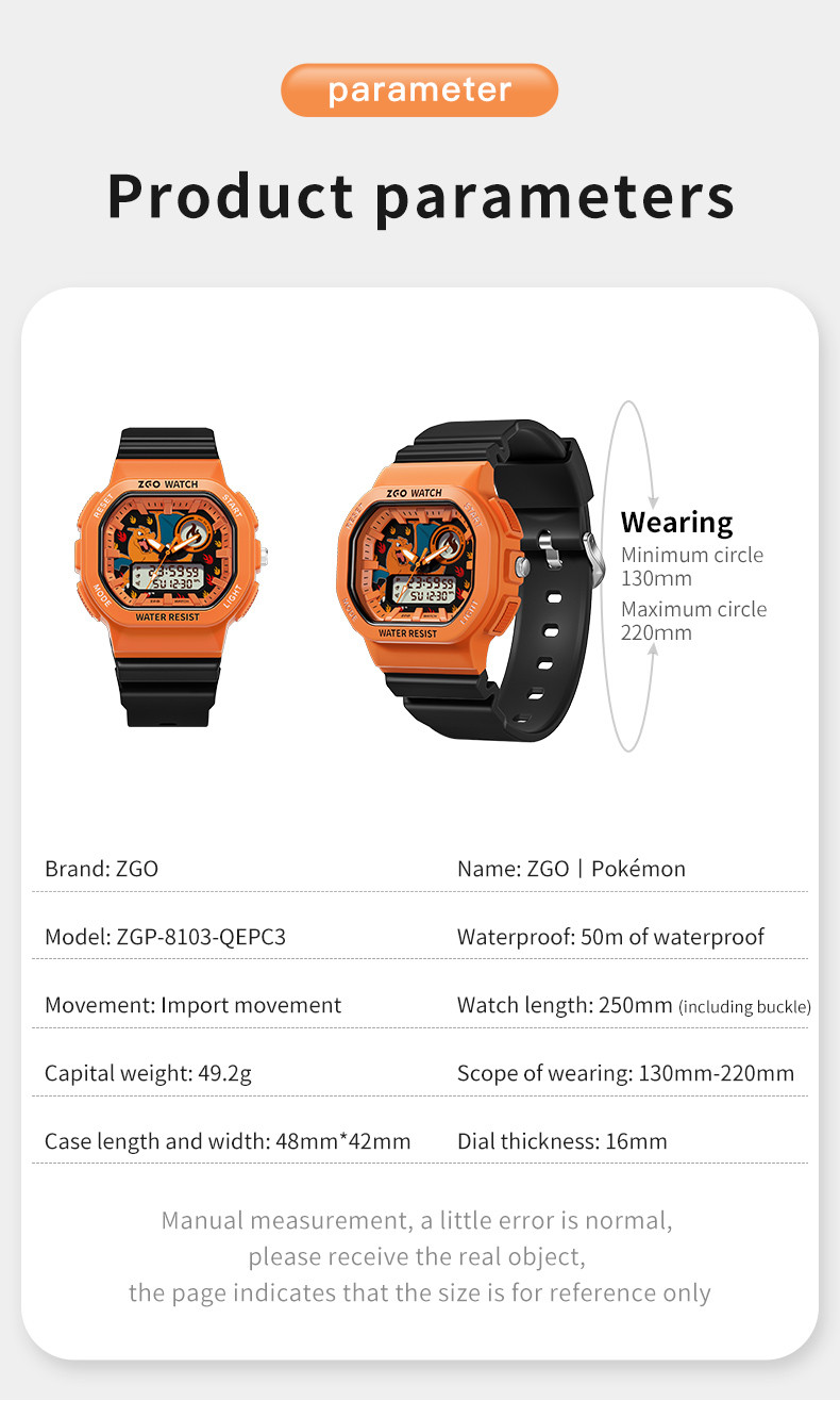 【Hot items】ZGO x Pokémon jam tangan budak lelaki Charmander Student ...