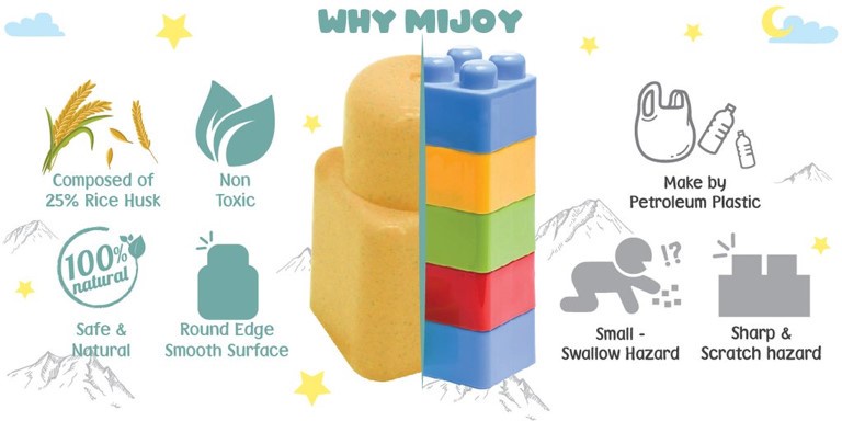 MIJOY Rice Husk Toy Staking Block/ Brick (30pcs/ 60pcs/ Crane/ Vehicle ...