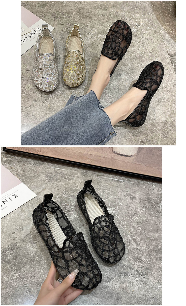 Mesh Ballet Flats for Women Floral Round Toe Mary Jane fashion shoes ...
