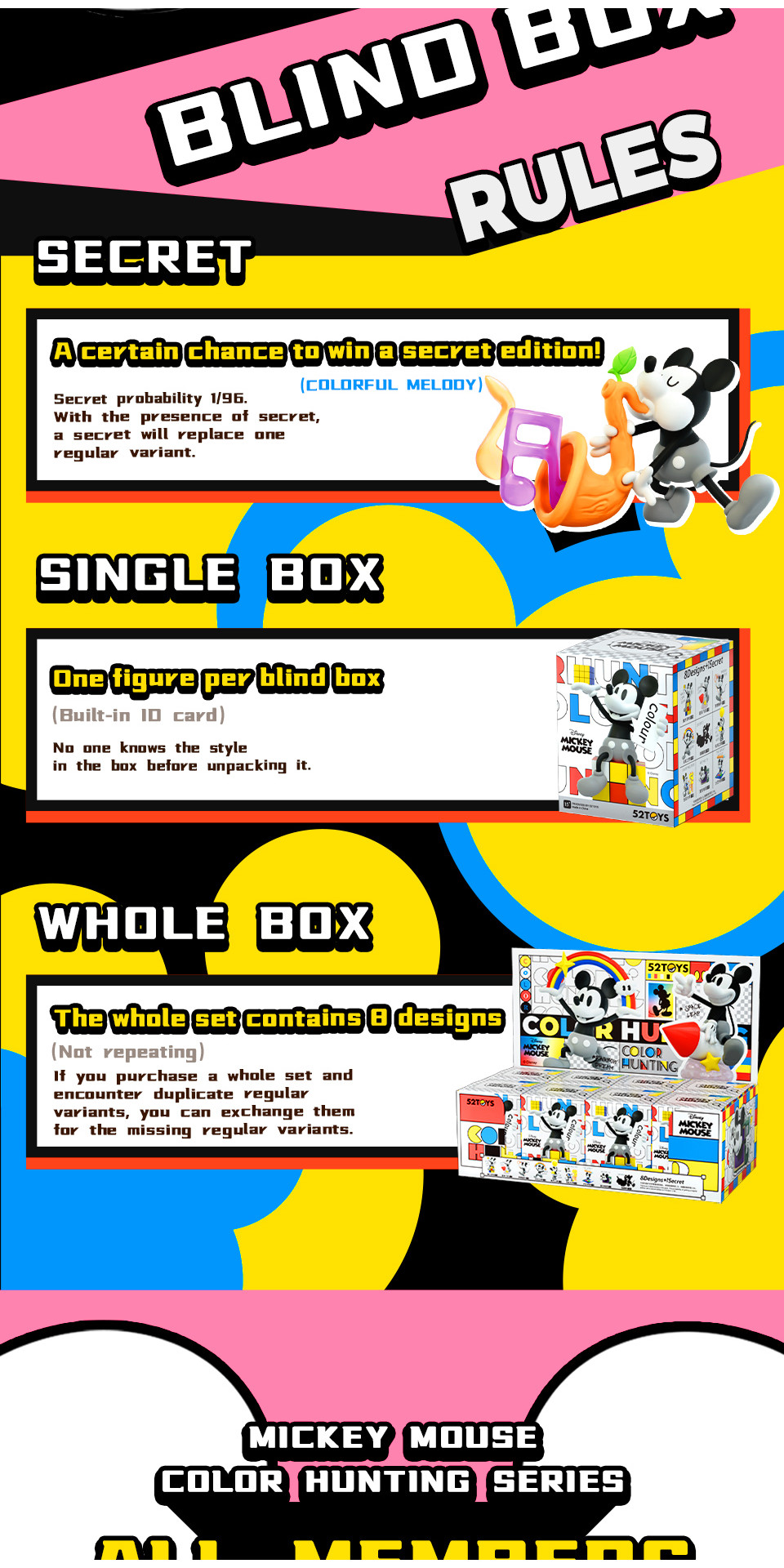 52TOYS Disney Mickey Mouse Color Hunting Series Blind Box Figure Toy ...