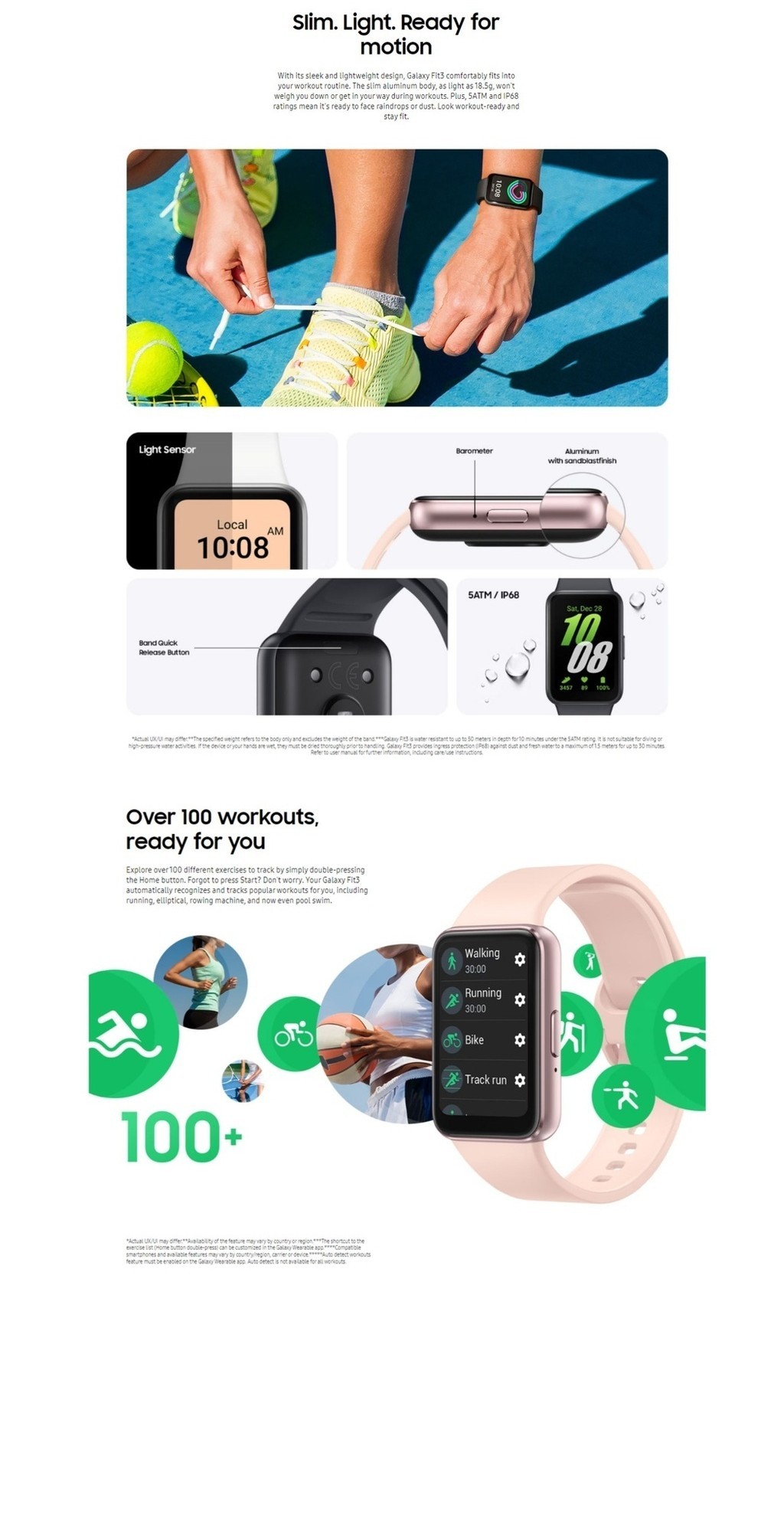 Samsung Galaxy Fit3, Bluetooth, Light and Sleek Fitness Band, up to 13 ...