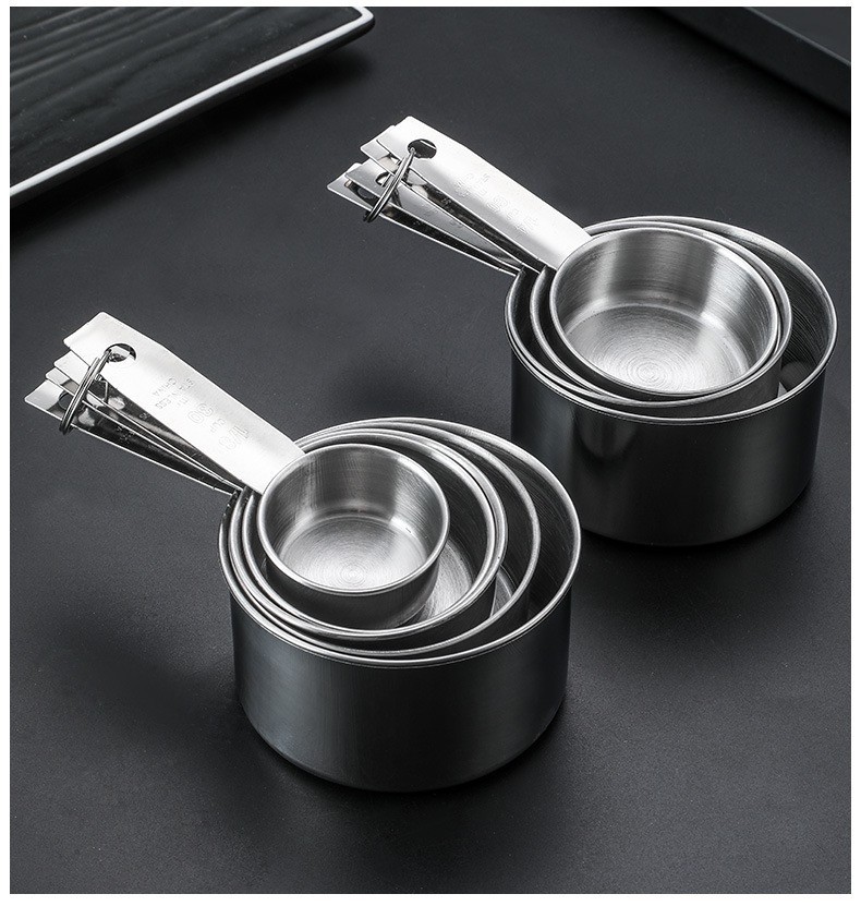 Full Stainless Steel Measuring Spoon and Measuring Cup Set Baking Tools ...