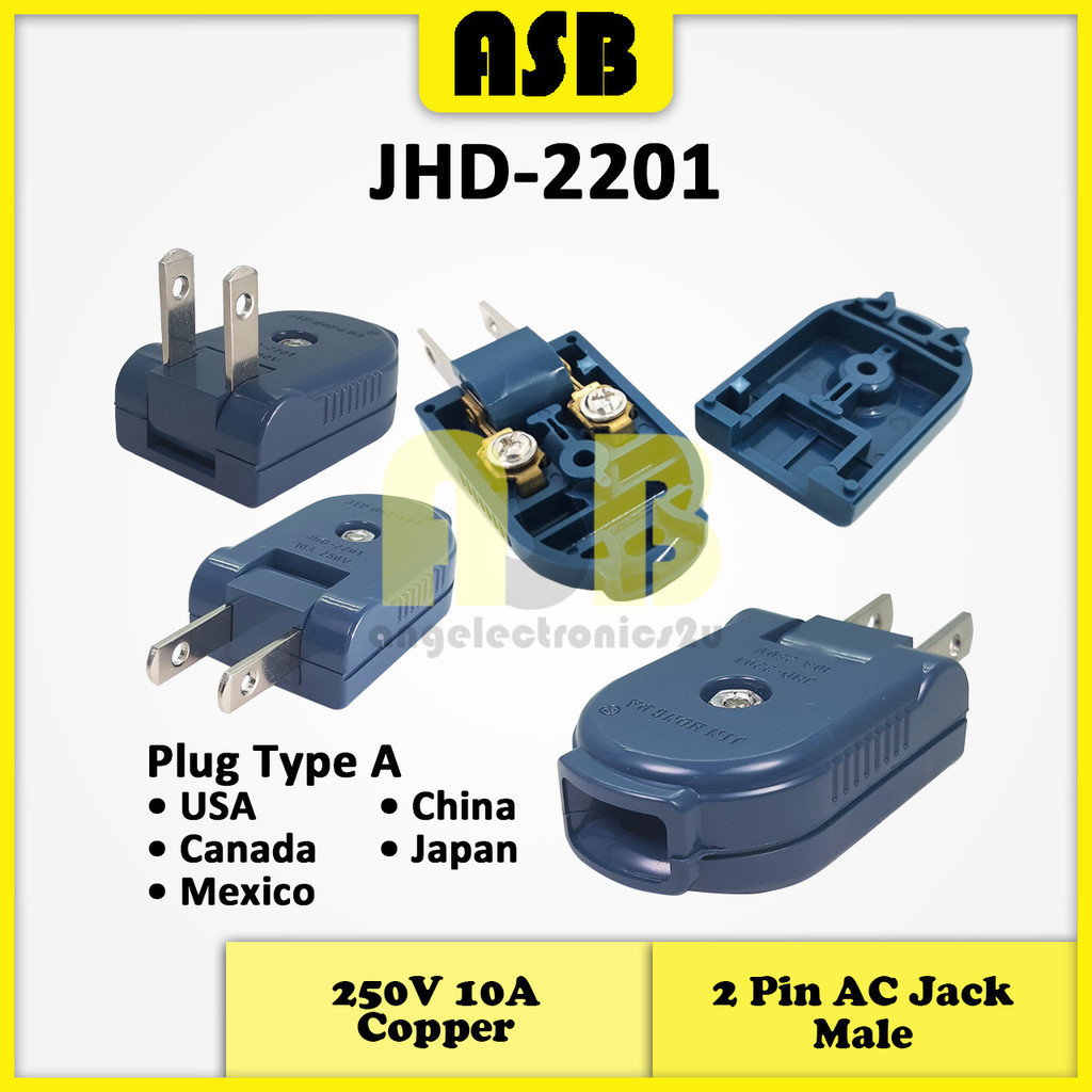 (1pc) 2 Pin AC Plug / Port Converter Adapter (10A) Adaptor (Copper ...