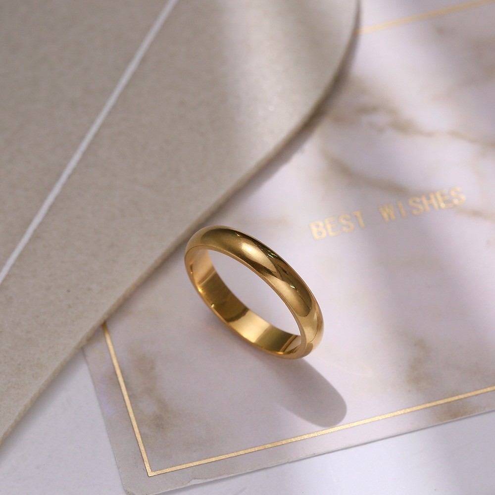 Minimalist Fashion Versatile 18K Gold Plated Titanium Steel Color ...