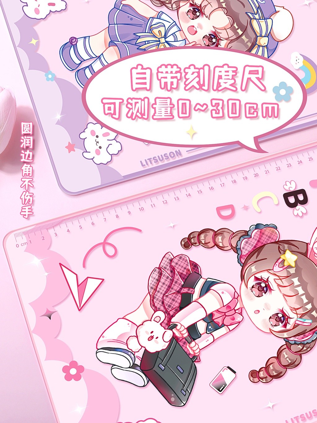 [Ready Stock]折耳妹妹 文件夹 透明 卡通 写字垫板 可爱 少女 粉色 试卷 资料板夹 Fold Ear Sister ...