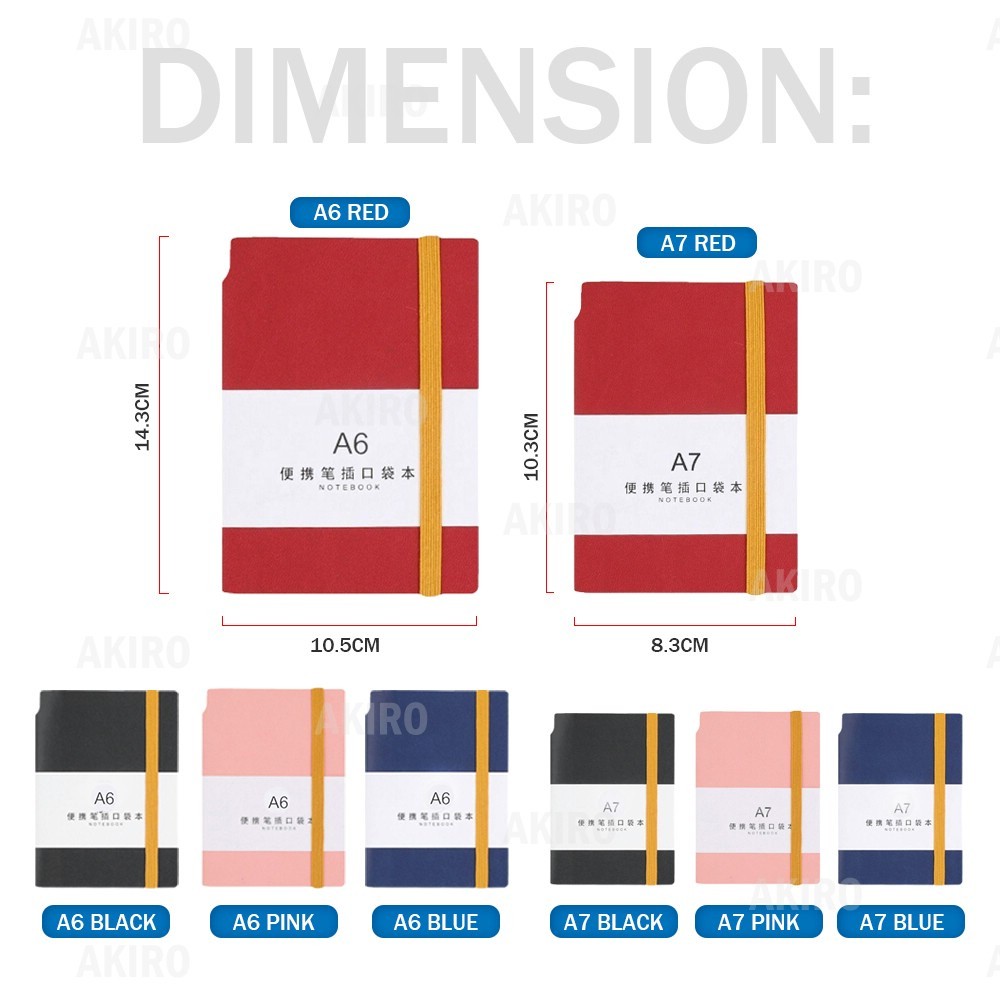 AKIRO Leather Cover A6 A7 Pocket Size Notebook Student Journal Daily ...