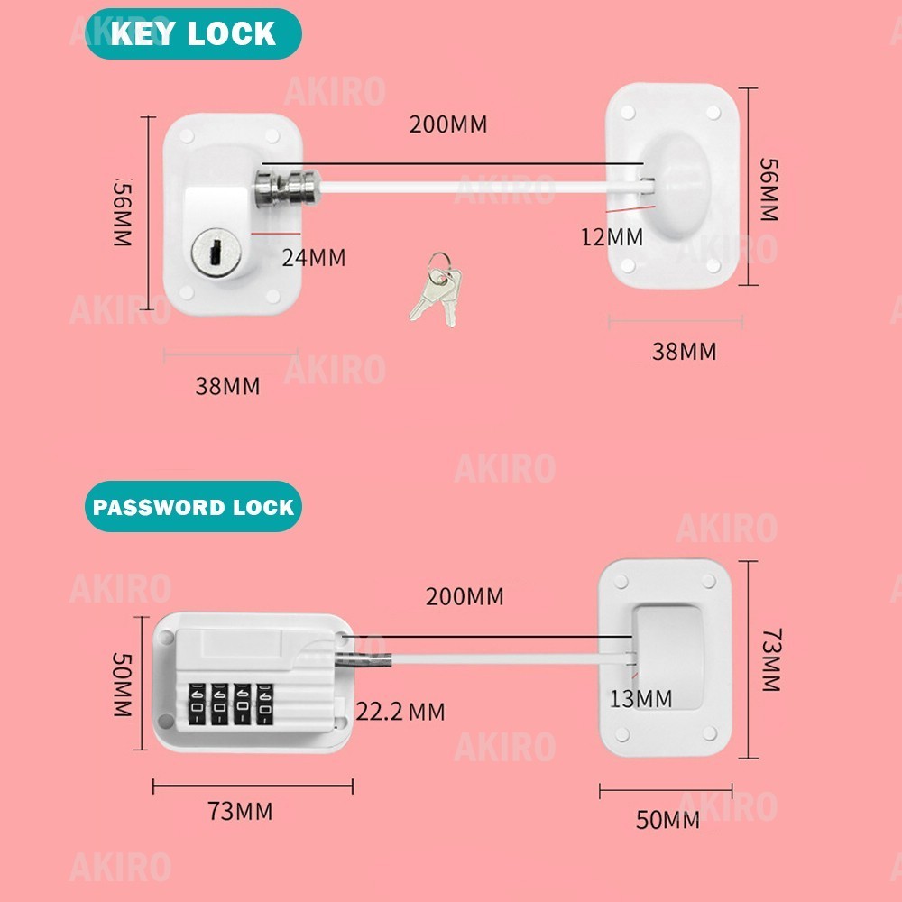 AKIRO Cabinet Refrigerator Lock Punch Free Kids Safety Lock Security ...