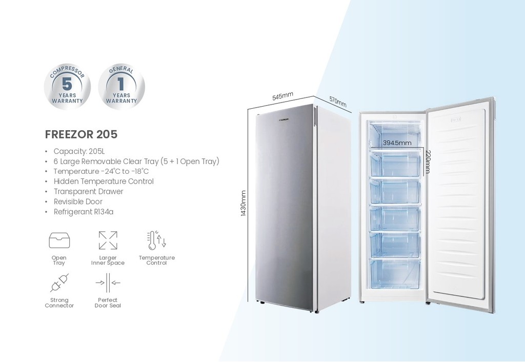 Faber Defrost Water Free Upright Freezer With 6 Transparent Trays ...
