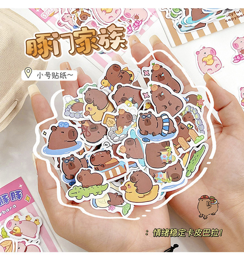 [xinyun] Kapibara 卡皮巴拉 贴纸包 50pcs 可爱 水豚 手帐贴纸 儿童 Sticker Pack Cute ...