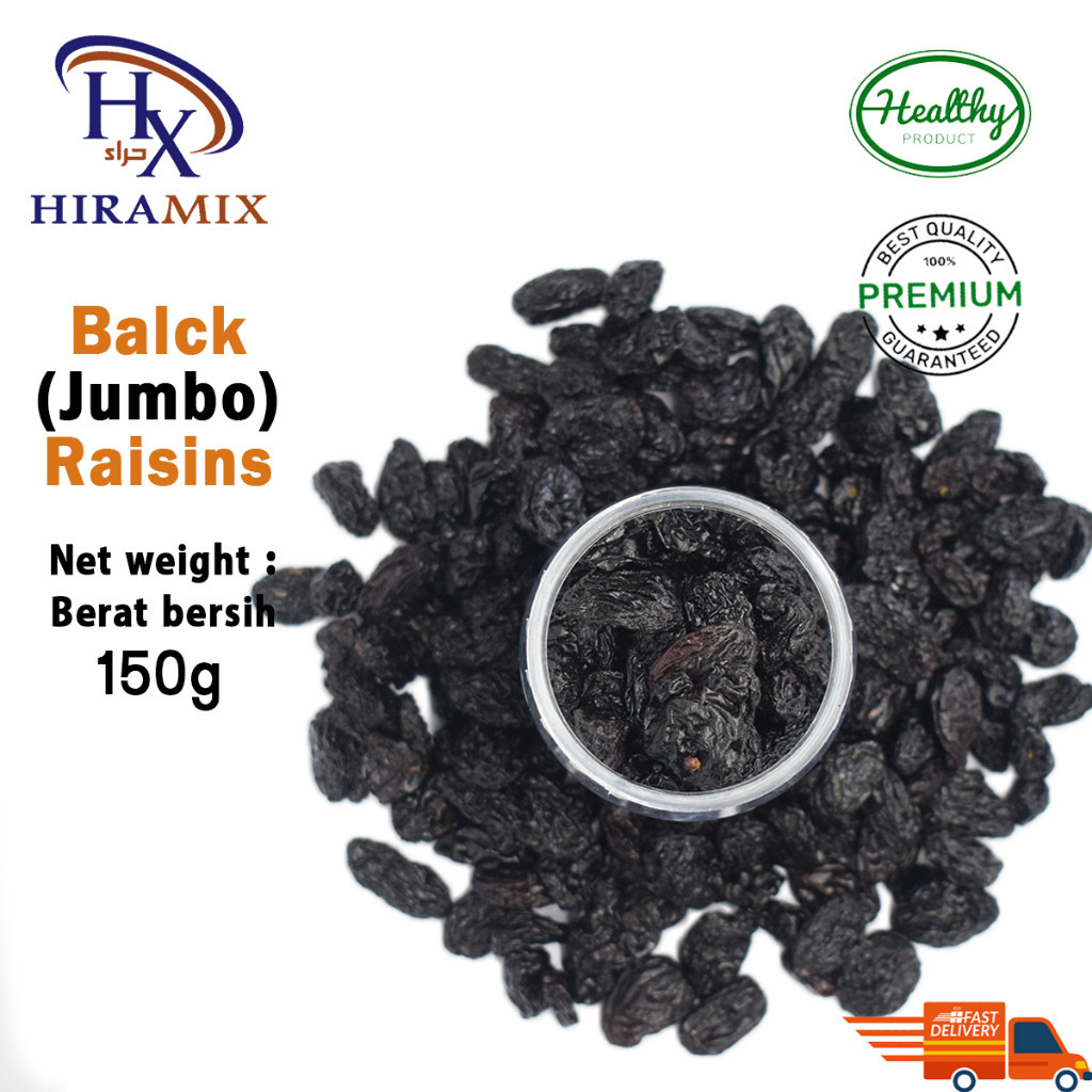 Black Jumbo Raisin | Kismis Hitam Besar | Dried Fruit 150g | Shopee ...