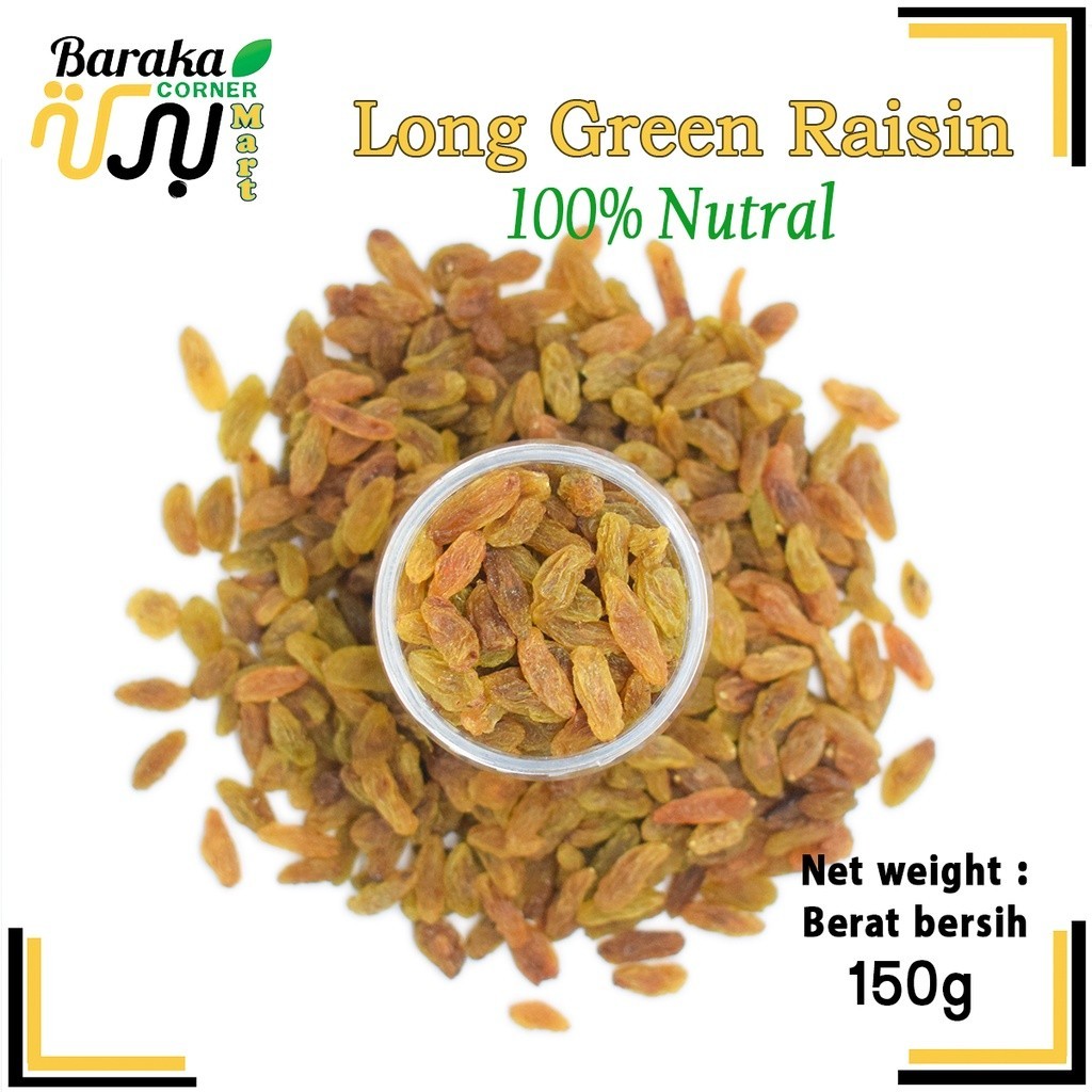 Kismis Hijau Panjang | Long Green Fresh Raisins | Dried Fruits 150g ...