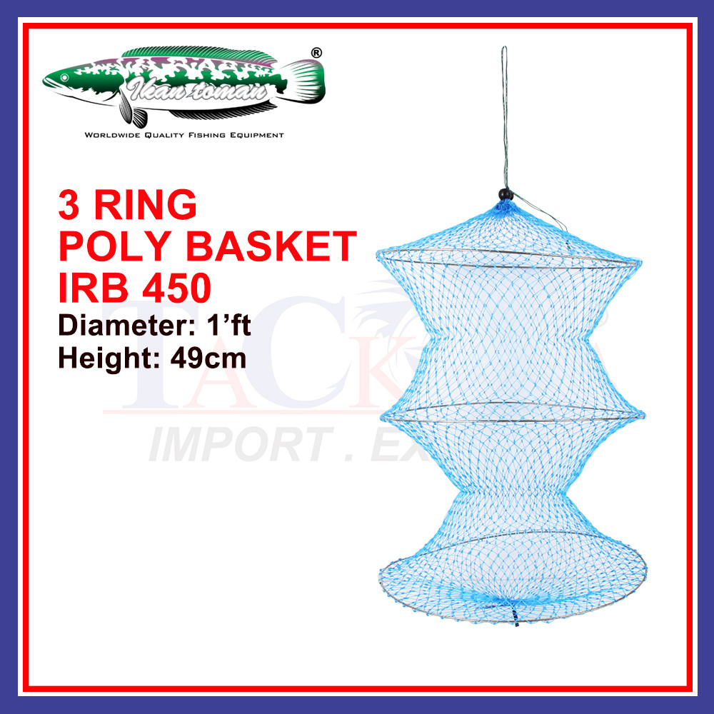Sangkar Foldable Fish Net IRB Nylon Basket 3 Ring Floating Fishing ...